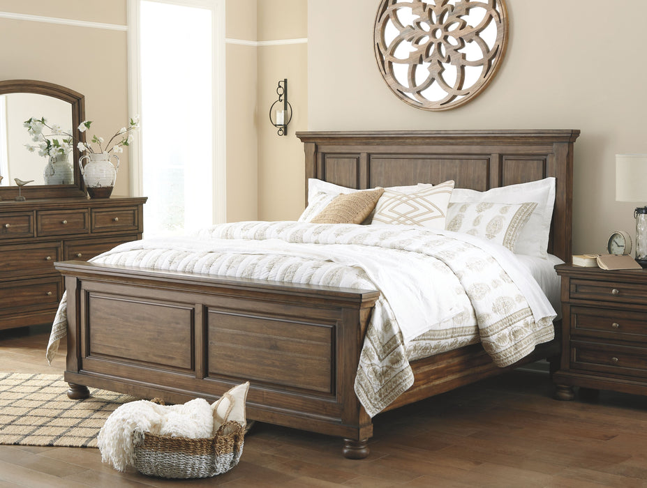 Flynnter - Medium Brown - 6 Pc. - Dresser, Mirror, California King Panel Bed, Nightstand