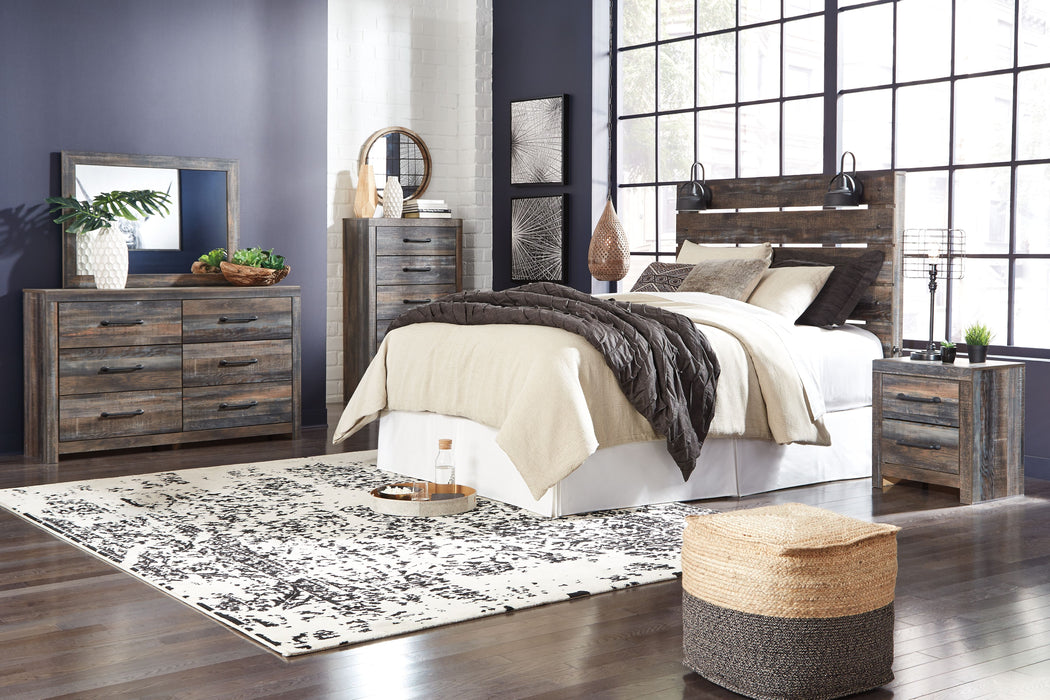 Drystan - Dark Gray - 6 Pc. - Dresser, Mirror, Chest, Queen Panel Headboard, Nightstand, Bed Frame