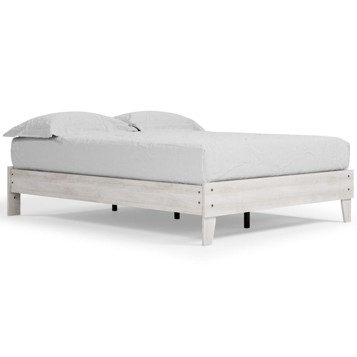 Shawburn - Whitewash - Queen Platform Bed