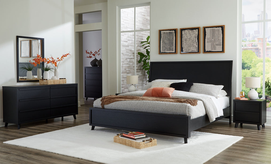 Danziar - Black - 6 Pc. - Dresser, Mirror, King Panel Bed