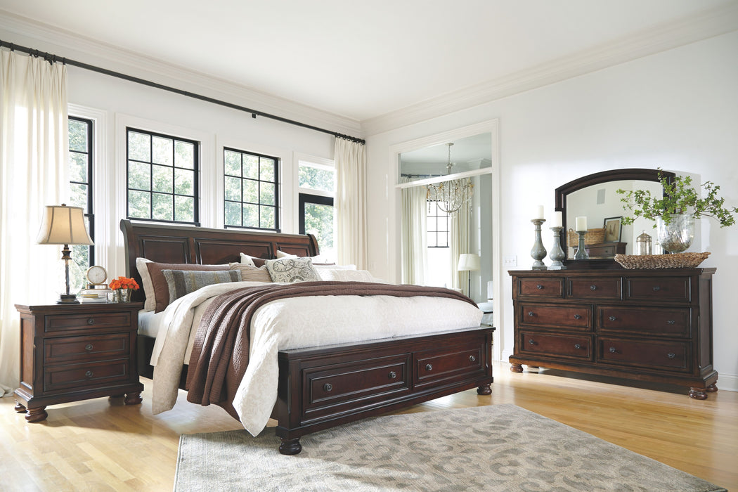 Porter - Rustic Brown - 5 Pc. - Dresser, Mirror, Queen Sleigh Bed With 2 Storage Drawers