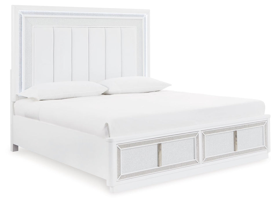 Chalanna - White - King Upholstered Storage Bed