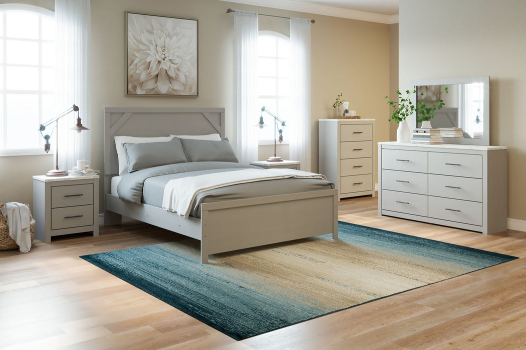 Cottenburg - Light Gray / White - 5 Pc. - Dresser, Mirror, Chest, Queen Panel Bed