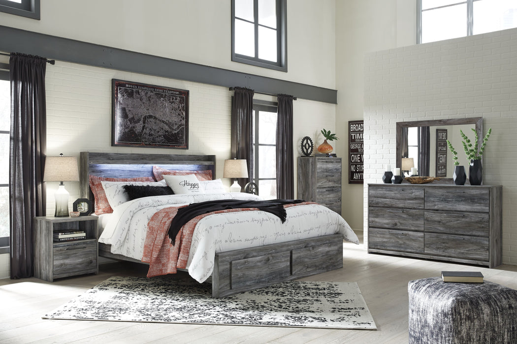 Baystorm - Gray - 5 Pc. - Chest, Queen Panel Bed With 2 Storage Drawers