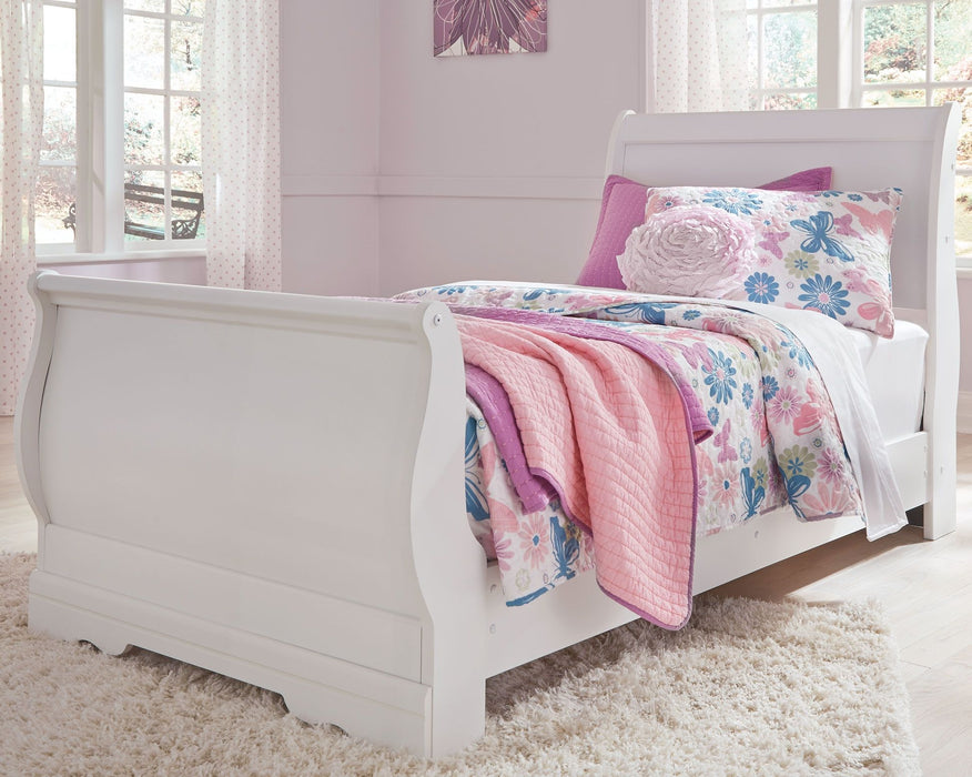 Anarasia - White - Twin Sleigh Bed