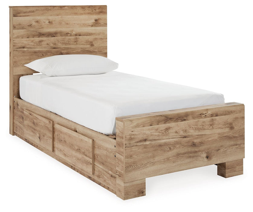 Hyanna - Tan - Twin Panel Bed With 2 Side Storage