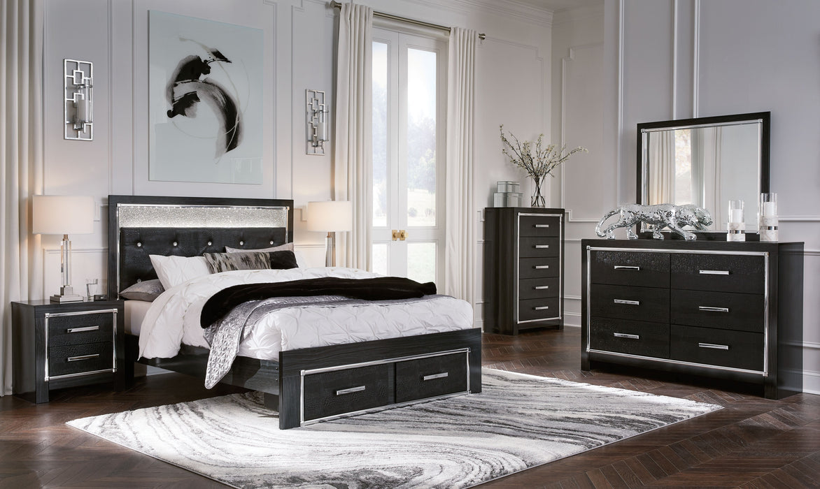 Kaydell - Black - Queen Uph Storage Bed - 6 Pc. - Dresser, Mirror, Queen Bed