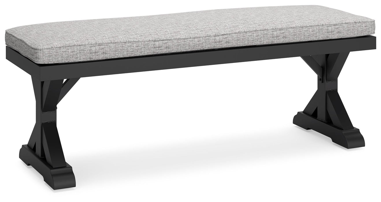 Beachcroft - Black / Light Gray - Bench With Cushion