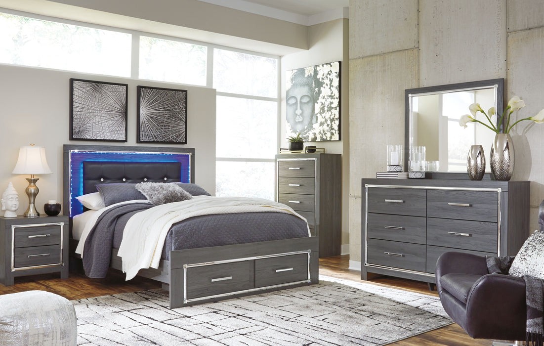 Lodanna - Gray - 5 Pc. - Dresser, Mirror, Queen Panel Bed With 2 Storage Drawers