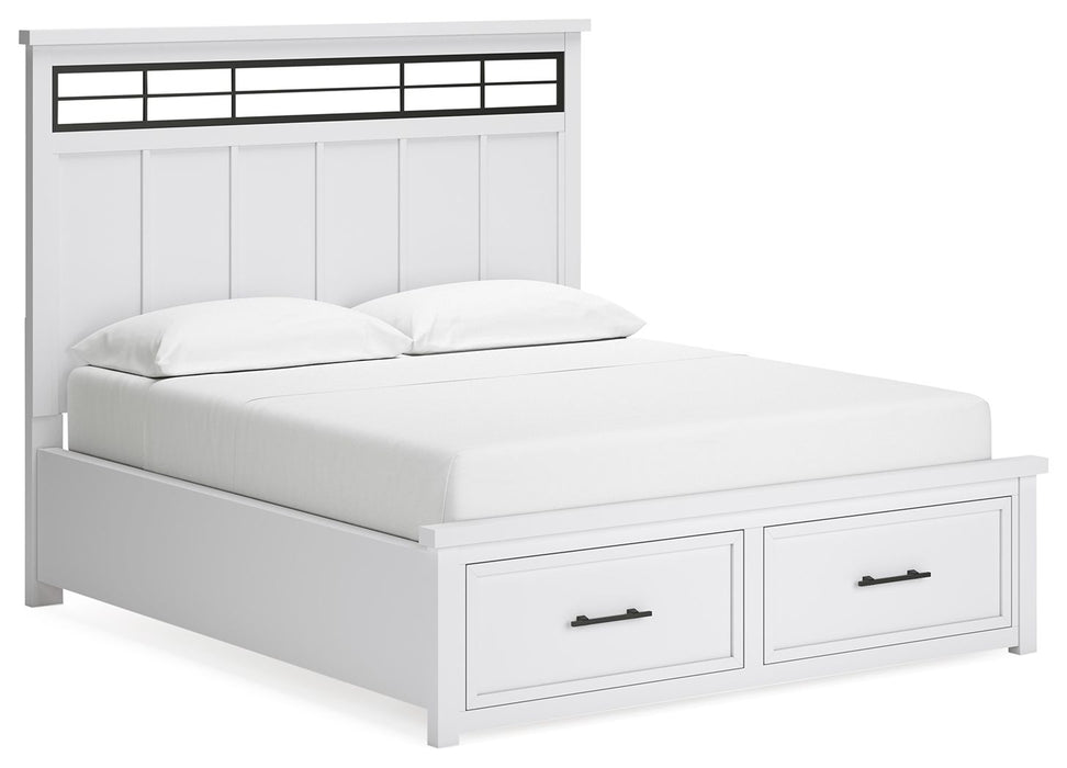 Ashbryn - White / Natural - California King Panel Storage Bed