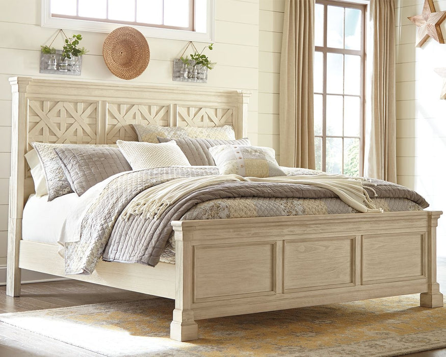 Bolanburg - Antique White - King Panel Bed - Lattice Headboard