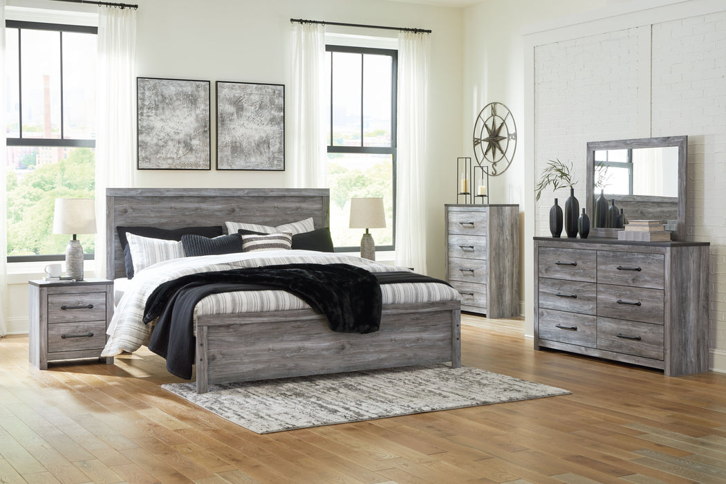 Bronyan - Dark Gray - King Panel Bed - 5 Pc. - Dresser, Mirror, Chest, King Bed