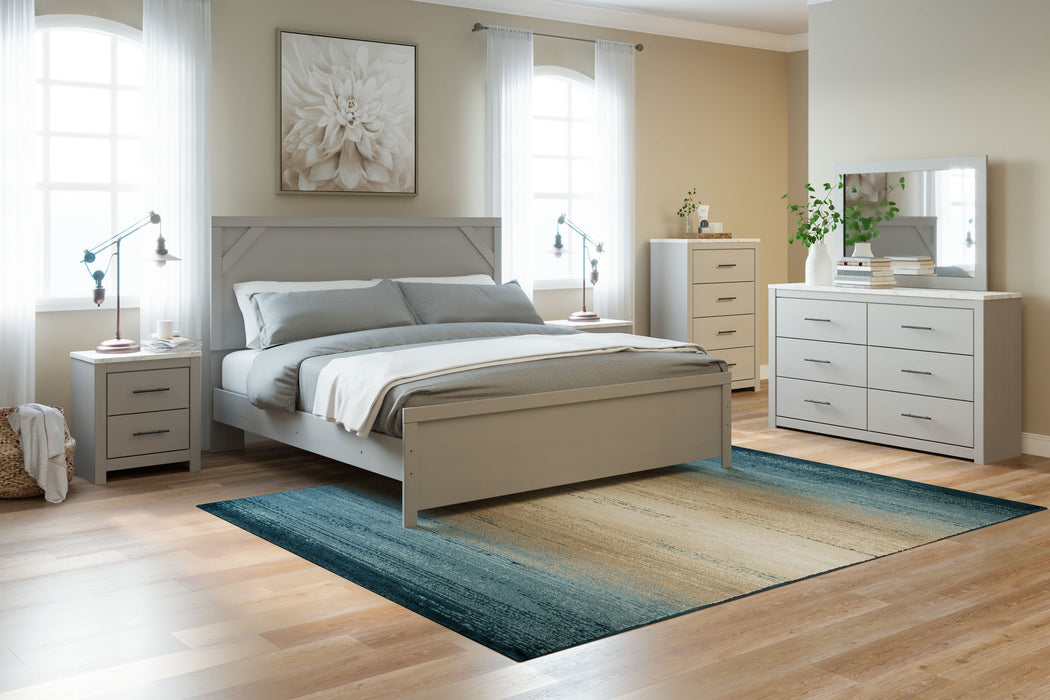 Cottenburg - Light Gray / White - 7 Pc. - Dresser, Mirror, Chest, King Panel Bed, 2 Nightstands