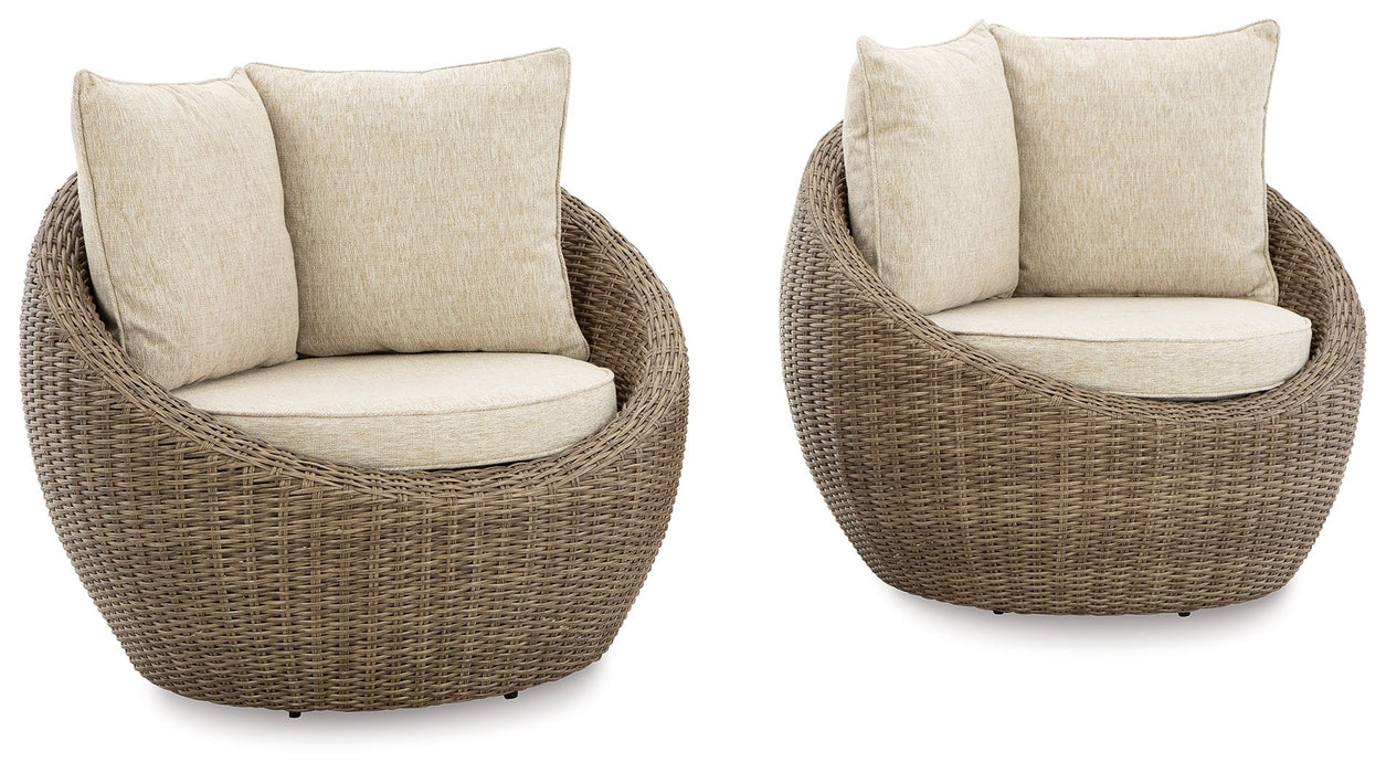 Danson - Beige - Swivel Lounge W/Cushion (Set of 2)