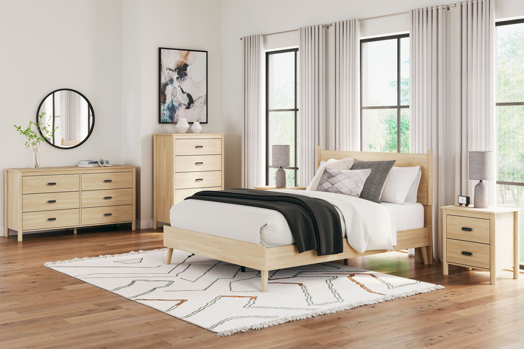 Cabinella - Tan - 4 Pc. - Dresser, Chest, Queen Platform Panel Bed