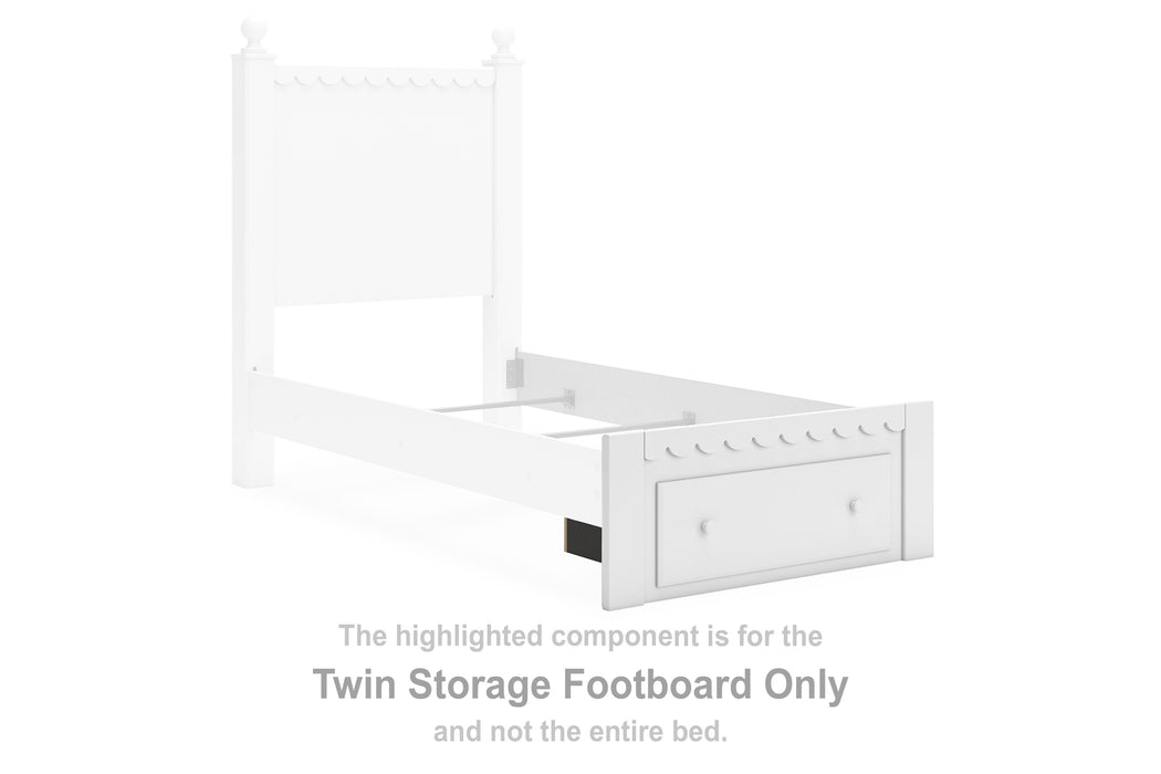 Mollviney - White - Twin Storage Footboard