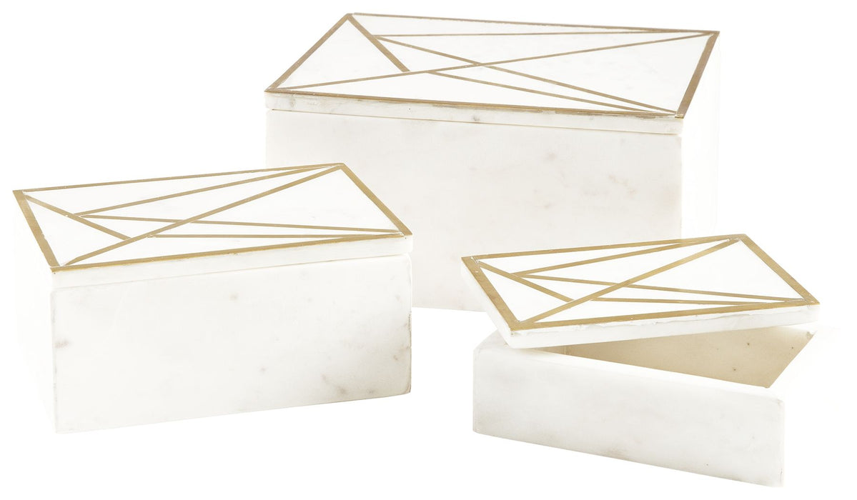 Ackley - White / Brass Finish - Box Set (Set of 3)