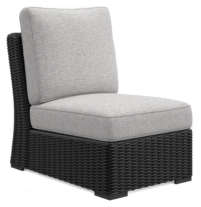 Beachcroft - Black / Light Gray - Armless Chair With Cushion