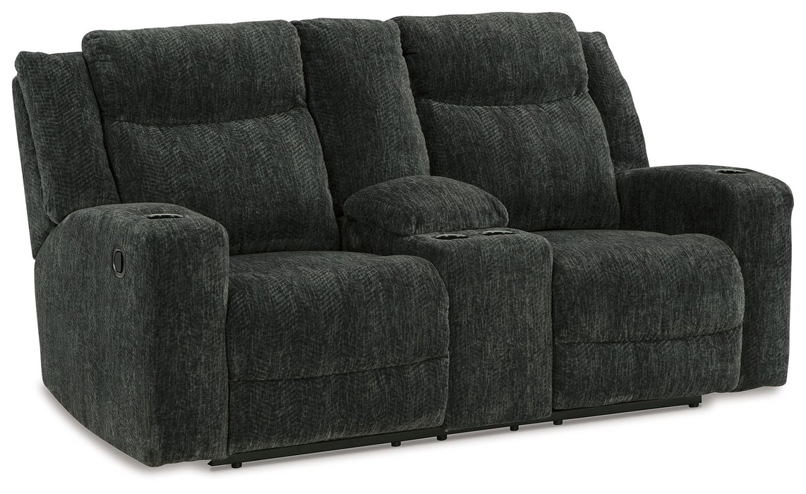 Martinglenn - Ebony - Dbl Reclining Loveseat W/Console - Fabric