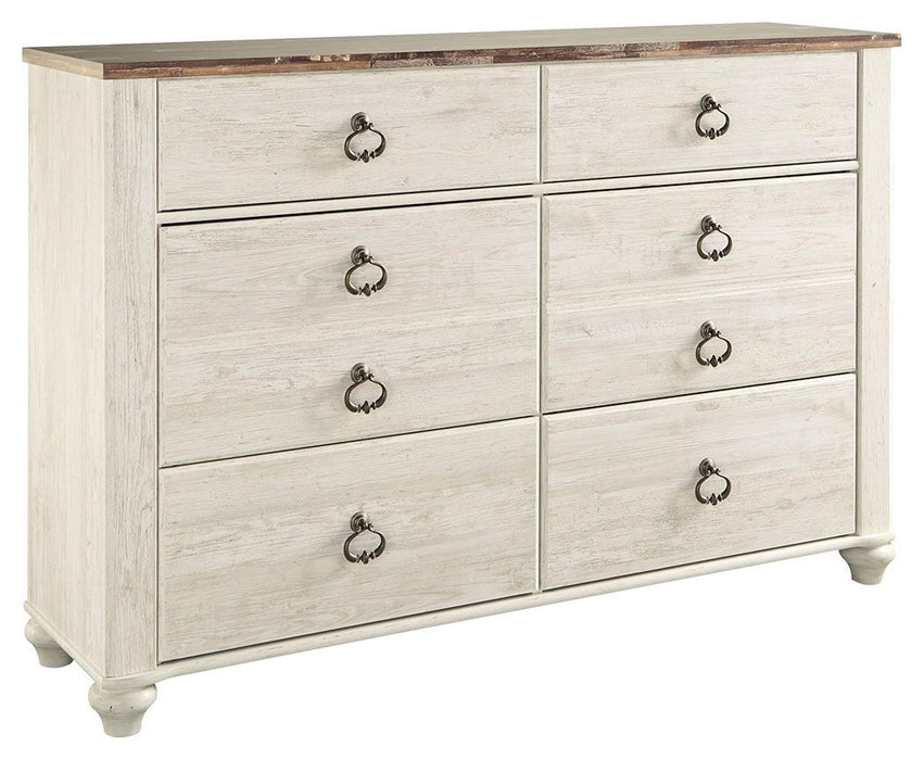 Willowton - Brown / Beige / White - Six Drawer Dresser