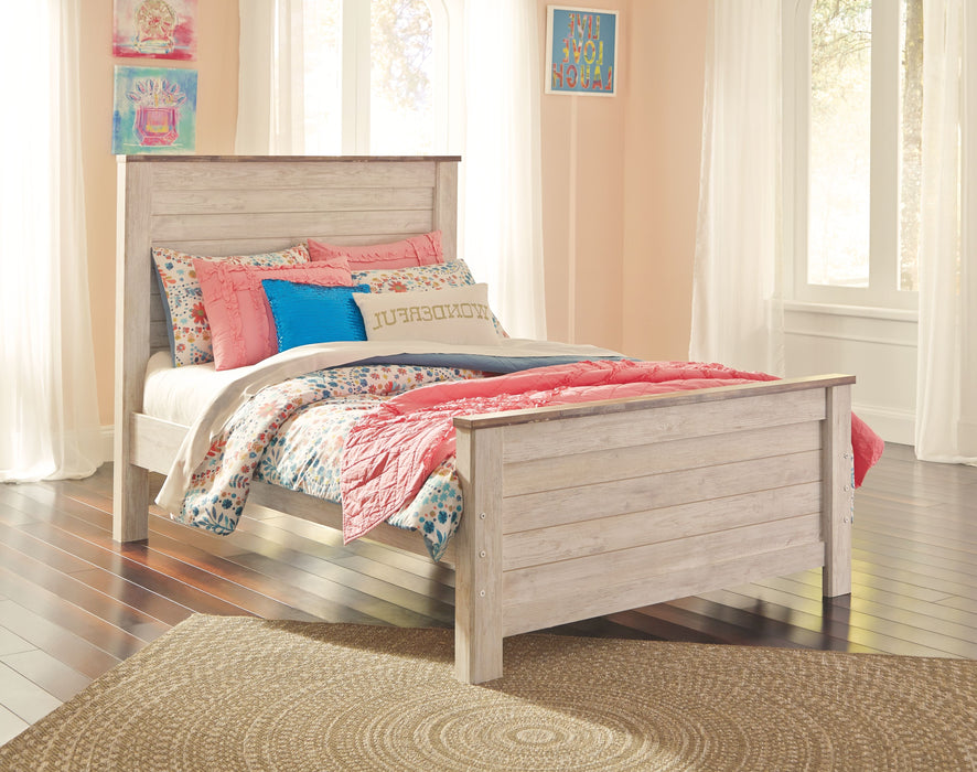 Willowton - Whitewash - Full Panel Bed