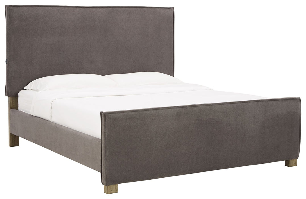 Krystanza - Weathered Gray - Queen Upholstered Panel Bed