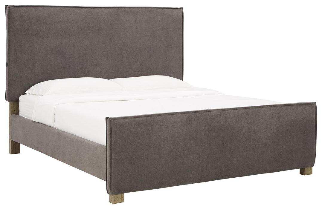 Krystanza - Weathered Gray - King Upholstered Panel Bed