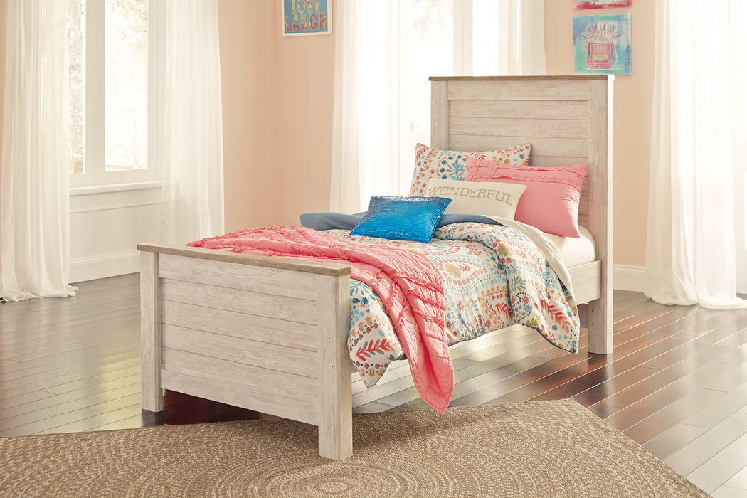 Willowton - Whitewash - Twin Panel Bed