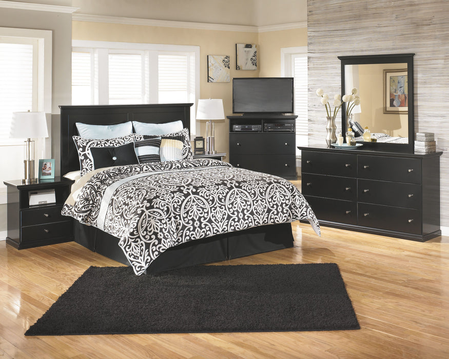 Maribel - Black - 4 Pc. - Dresser, Mirror & Queen Panel Headboard With Bolt On Bed Frame