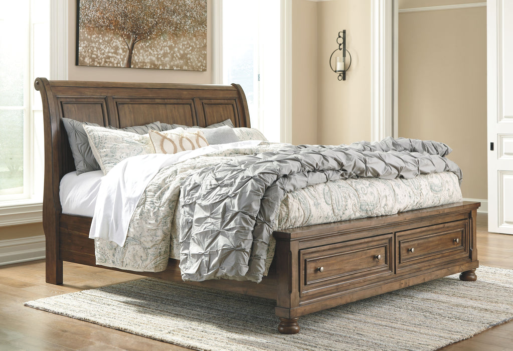 Flynnter - Medium Brown - Queen Storage Sleigh Bed