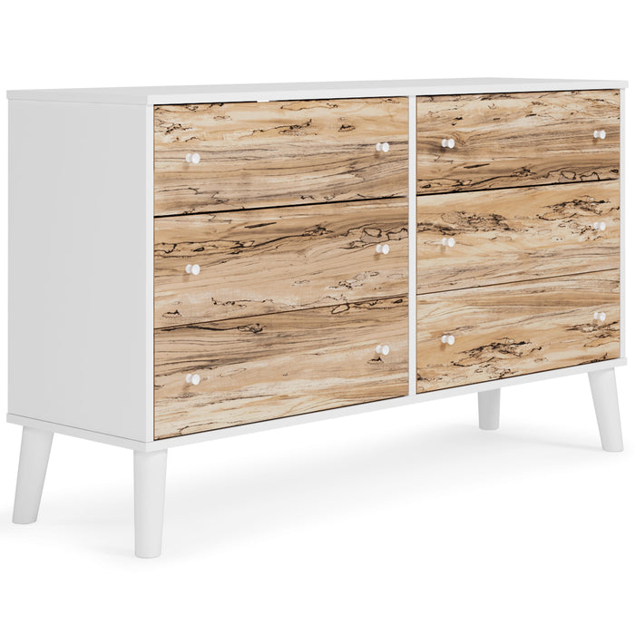 Piperton - Brown / White - Six Drawer Dresser - Vinyl-Wrapped