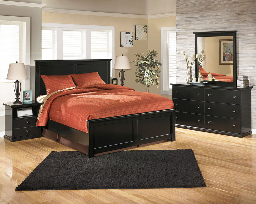 Maribel - Black - 7 Pc. - Dresser, Mirror, Queen Panel Bed, 2 Nightstands