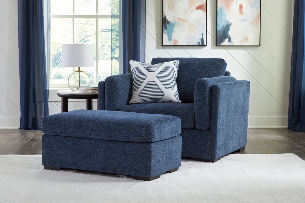 Evansley - Navy - 2 Pc. - Chair And A Half, Ottoman