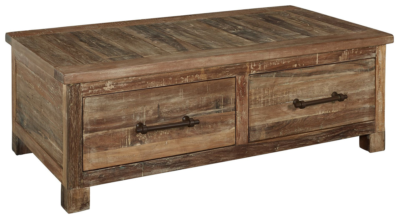 Randale - Distressed Brown - Cocktail Table With Storage