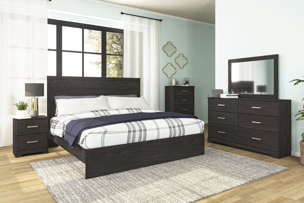 Belachime - Black - 6 Pc. - Dresser, Mirror, King Panel Bed, 2 Nightstands