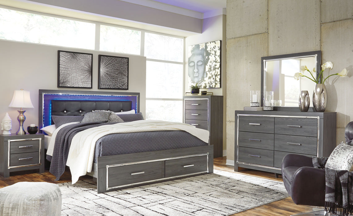 Lodanna - Gray - 9 Pc. - Dresser, Mirror, Chest, King Platform Bed With 2 Storage Drawers, 2 Nightstands