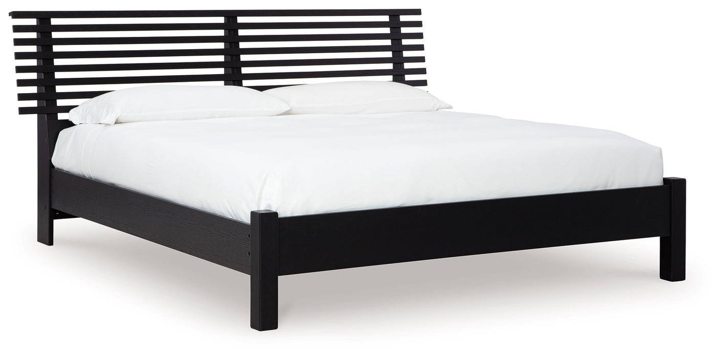 Danziar - Black - King Slat Panel Bed With Low Footboard