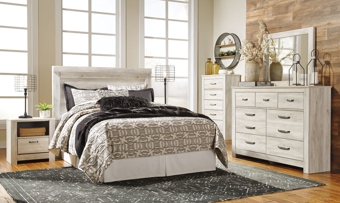 Bellaby - Whitewash - 6 Pc. - Dresser, Mirror, Chest, Queen Panel Headboard, 2 Nightstands