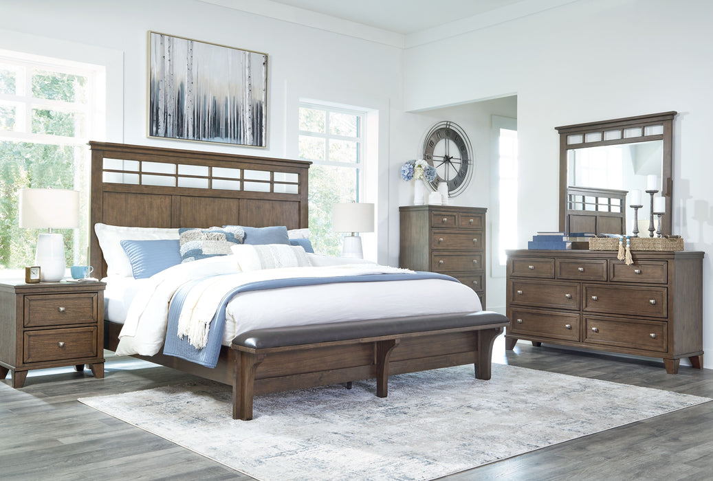 Shawbeck - Medium Brown - 7 Pc. - Dresser, Mirror, Queen Panel Bed, 2 Nightstands