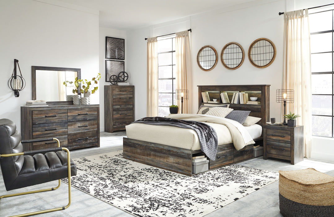 Drystan - Brown / Beige - 10 Pc. - Dresser, Mirror, Chest, King Bookcase Bed With 4 Storage Drawers, 2 Nightstands