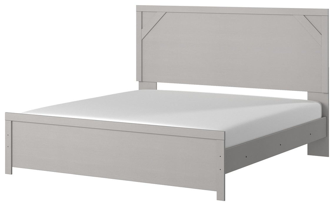 Cottenburg - Light Gray / White - King Panel Bed