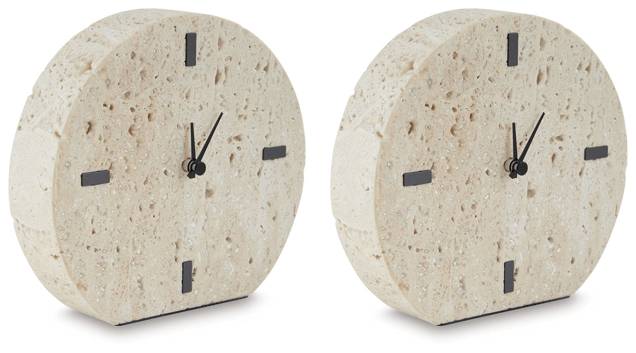 Donfordson - Beige - Table Clock (Set of 2)