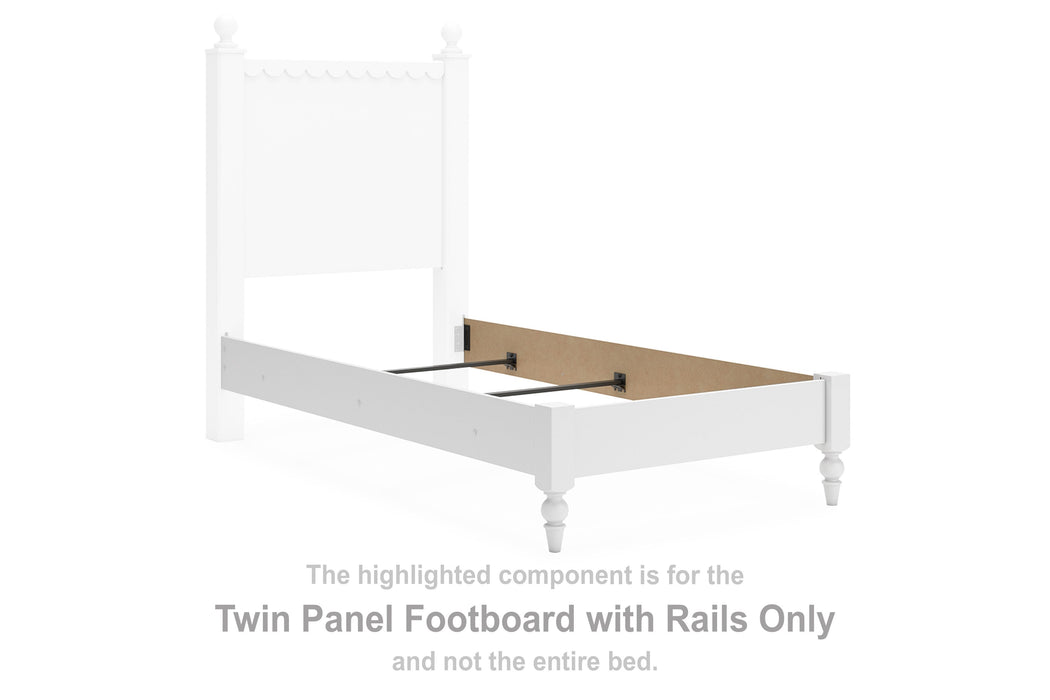 Mollviney - White - Twin Panel Footboard With Rails