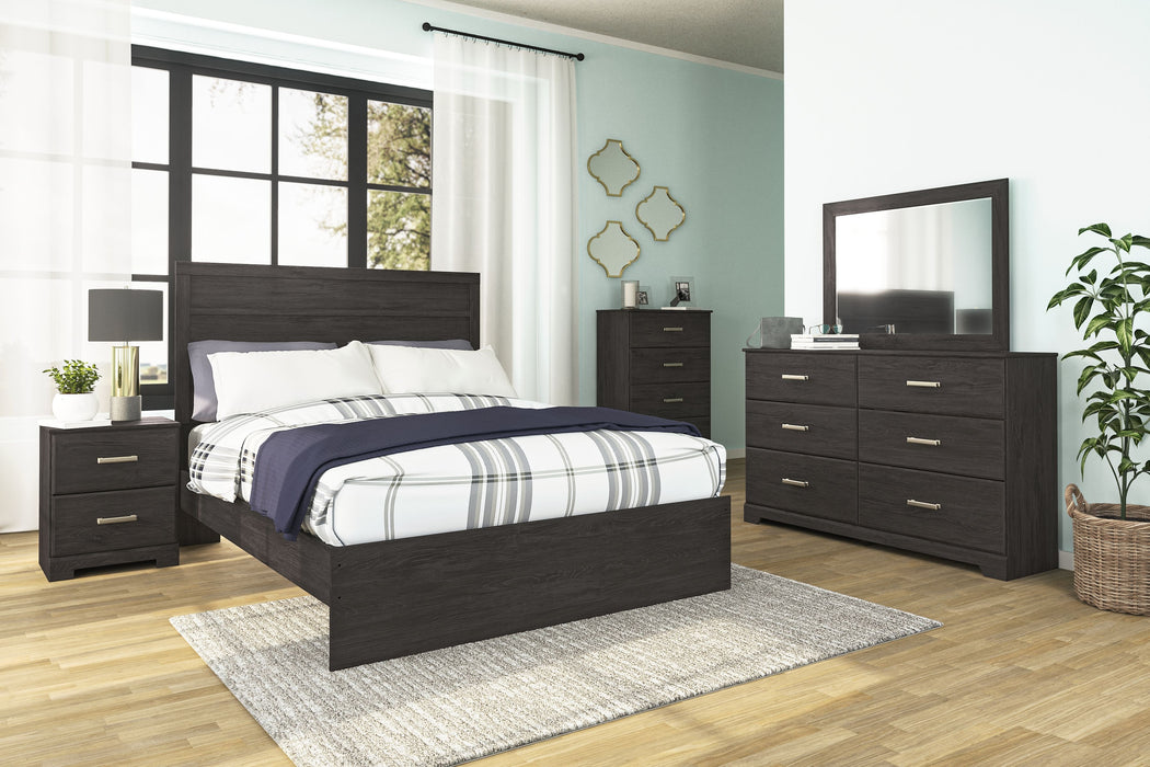 Belachime - Black - 5 Pc. - Dresser, Mirror, Chest, Queen Panel Bed