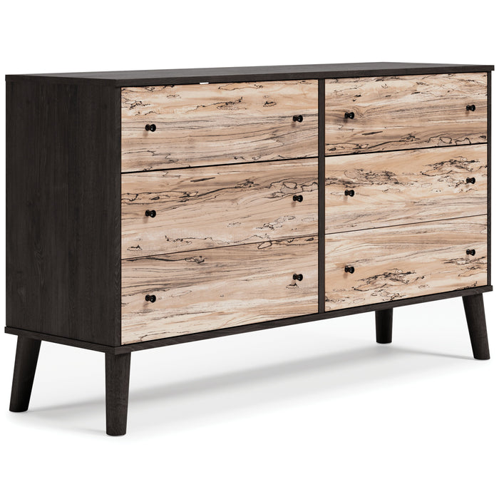 Piperton - Brown / Black - Six Drawer Dresser - Vinyl-Wrapped