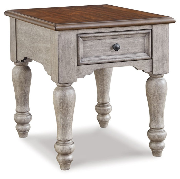 Lodenbay - Antique Gray / Brown - Rectangular End Table