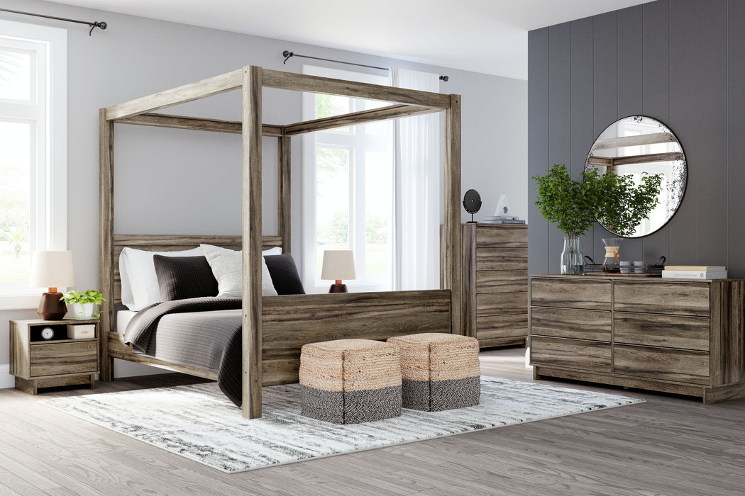 Shallifer - Brown - 6 Pc. - Dresser, Queen Canopy Bed, 2 Nightstands