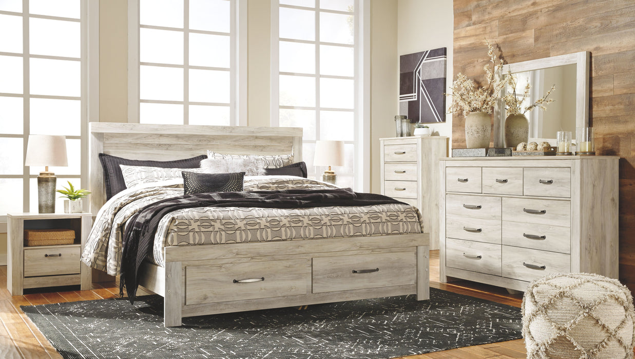 Bellaby - Whitewash - 6 Pc. - Dresser, Mirror, King Platform Bed With 2 Storage Drawers