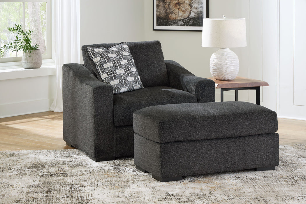 Wryenlynn - Onyx - 2 Pc. - Chair And A Half, Ottoman