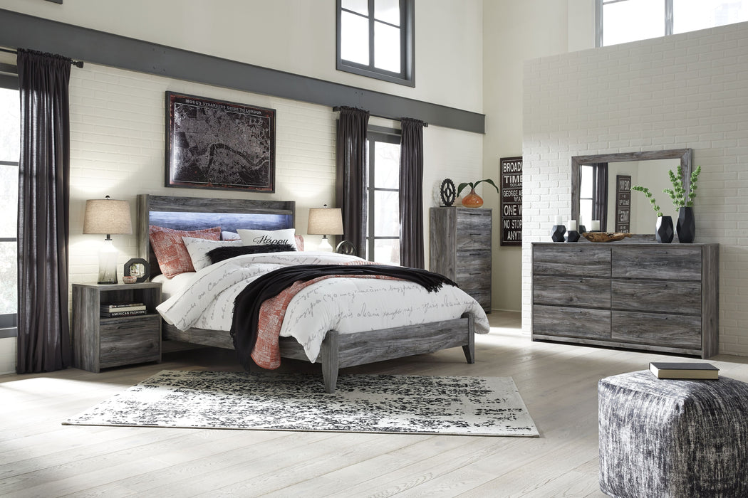 Baystorm - Gray - 5 Pc. - Dresser, Chest, Mirror, Queen Panel Bed